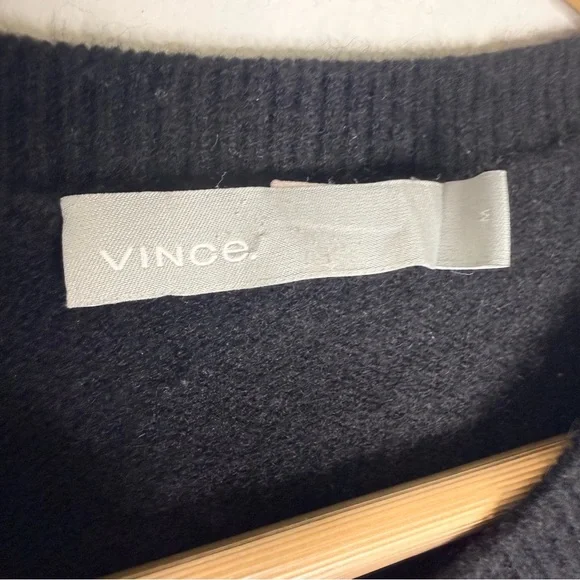 Vince Black Cashmere Elbow Sleeve Tunic Sweater Size Medium - Picture 2 of 5